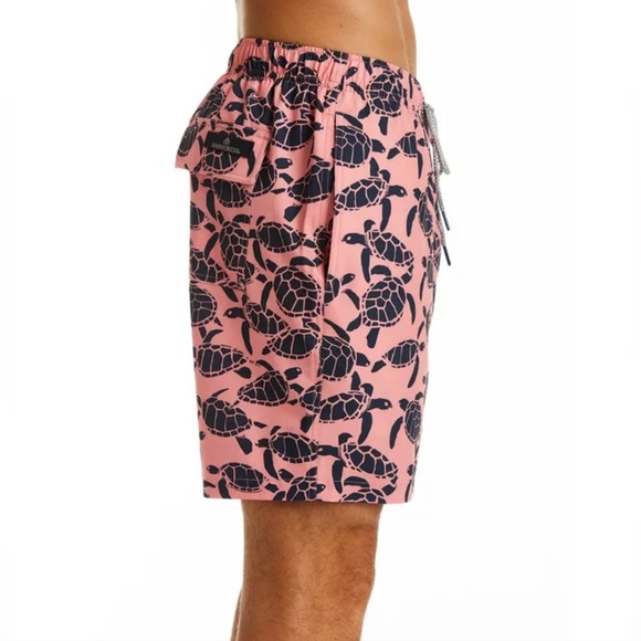 RAINFOREST Mens Lined Swim Trunks Turtle Print In Flamingo Pink Size XL NWOT - Picture 2 of 8